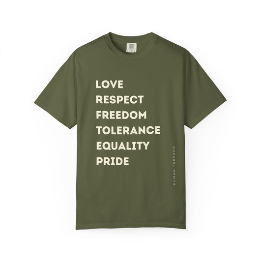 Love Respect Freedom Tolerance Equality Pride