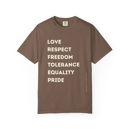 Love Respect Freedom Tolerance Equality Pride